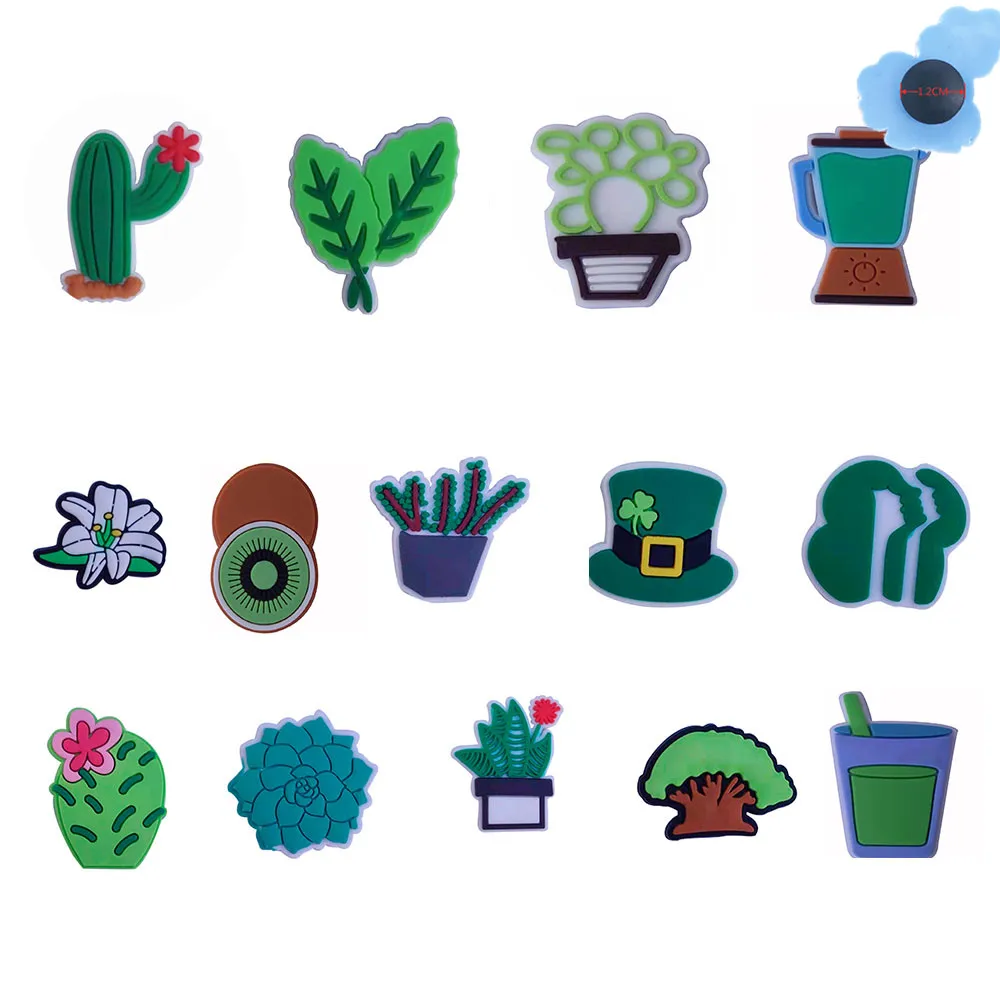 

50pcs Wholesale PVC Flower Plants Shoes Accessories Garden Shoe Decorations Fit Children Croc Jibz Charm Backpack