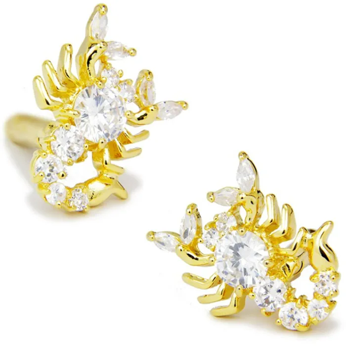 CF0173 цвет серебристый, Золотой Scorpon Cufflinks1Pair оптом и в розницу Foshion Топ серебряные запонки Для мужчин подарок вечерние ювелирный браслет ссылку - Окраска металла: GOLD