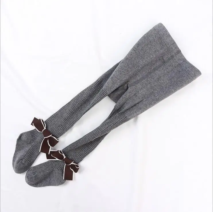dark grey Широкая бархатная лента, бант, принцесса, девушки, осенне-зимние чулки Одноцветный, в полосочку, детские колготки для девочек, чулки детские ноги - Цвет: dark grey