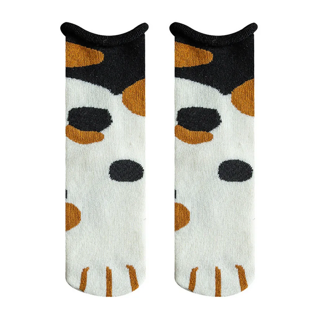 Женская мода, симпатичная кошачья лапа, коралловые утолщенные хлопковые носки средней длины, женские эротические теплые носки выше колена, женские носки - Цвет: O
