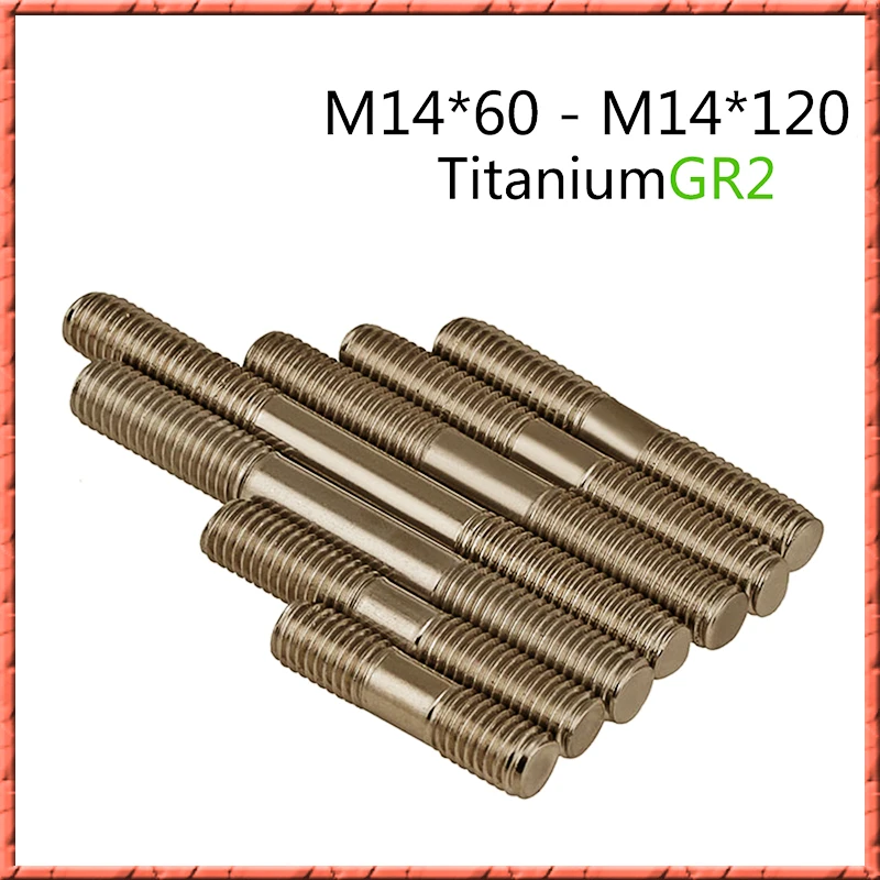 10 шт./лот M14 * 60/80/100/120 двухконцевой болт из титана Двойная резьба Дюбель Винт Ti
