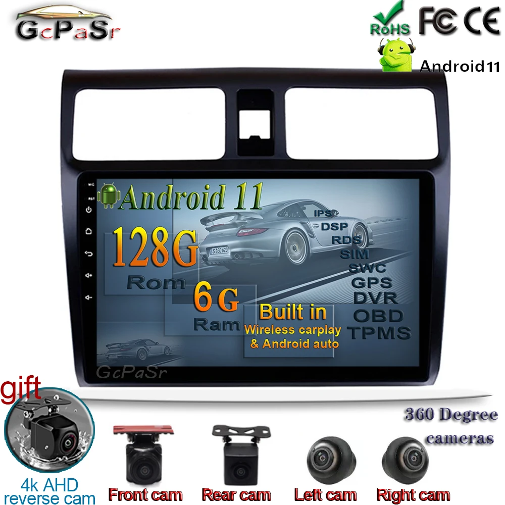 Автомобильный стерео Мультимедийный Плеер 1280*720 IPS экран Android 11 для Suzuki Swift 2003-2005 2006