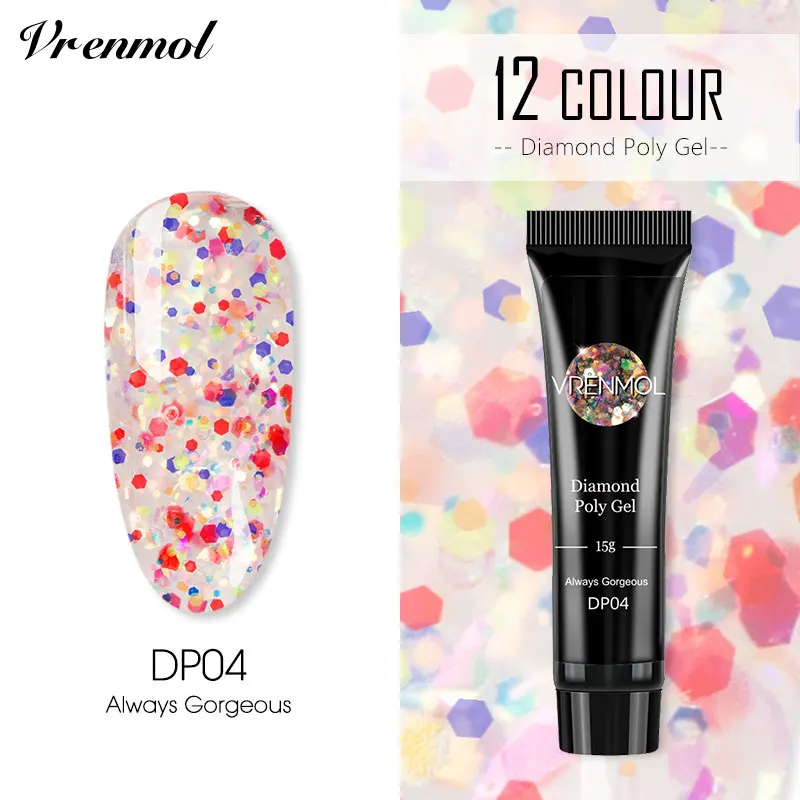 15ml DP04 Vrenmol полигель для наращивания ногтей УФ-гель для наращивания ногтей натуральный розовый прозрачный Камуфляжный цвет для наращивания ногтей Кристальный гель - Цвет: 15ml DP04