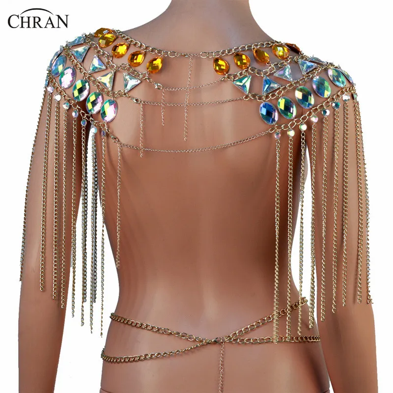 Chran металлическая цепь-бахрома наплечное ожерелье ювелирные изделия блесток талии блесток фестиваль костюм цепь тела