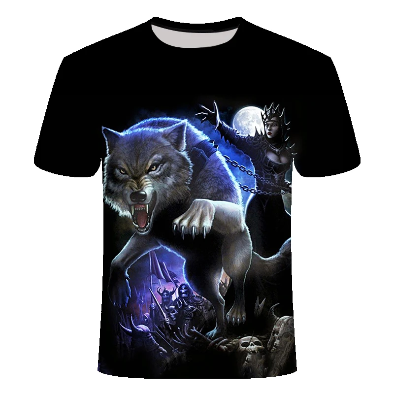 

2019 flame Wolf printed 3D T shirts Men T-shirts New Design Tops Tees Short Sleeve Shirt Summer Animal Drop ship