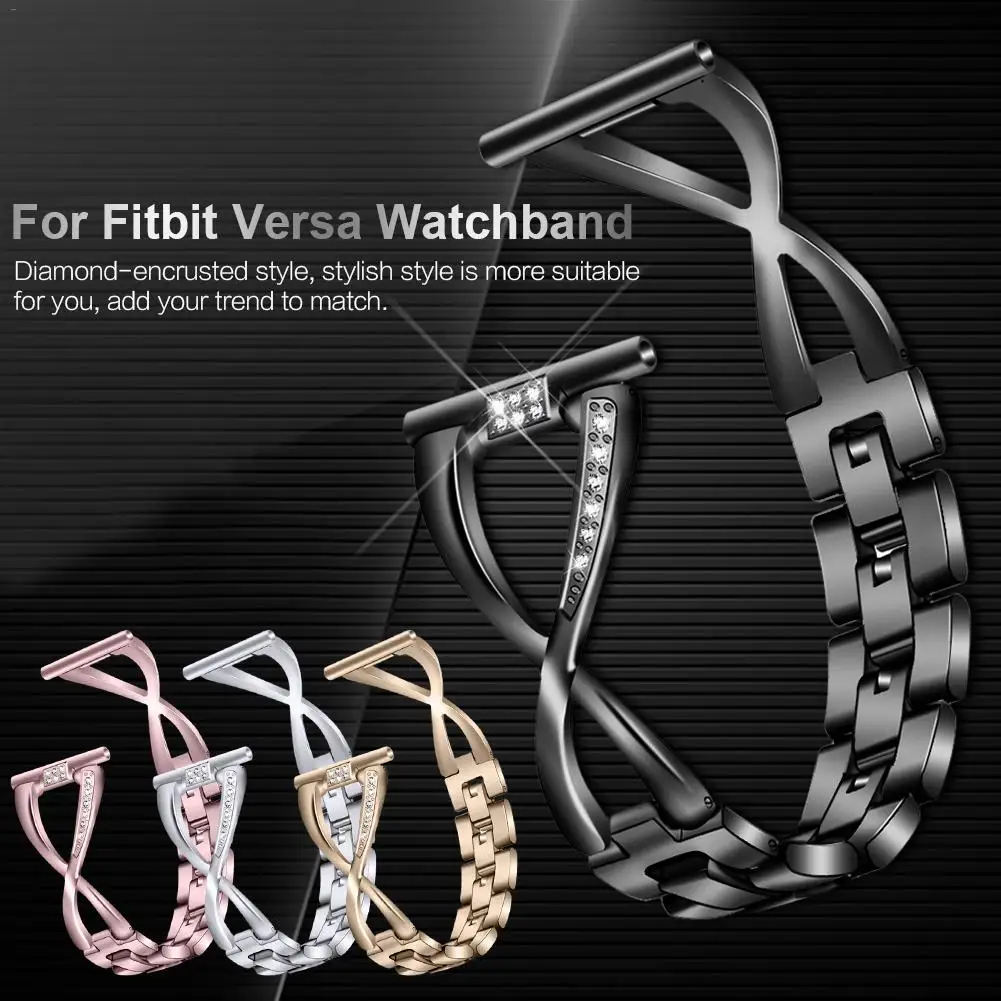 Металлический ремешок для Fitbit Versa из нержавеющей стали, сменный смарт-браслет, расширительный ремешок для Fitbit, умные часы Versa