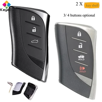 

KEYECU 2PCS Smart Remote Car Key Shell Case With 3 4 Buttons & Uncut Blade - FOB for Lexus ES300h ES350 ES200 ES260 LS350 LS500h