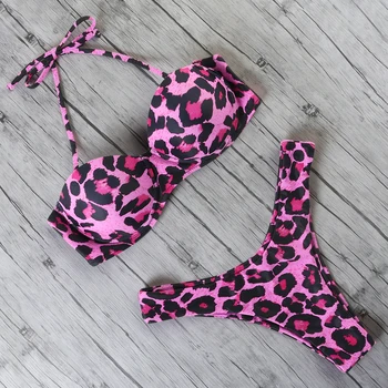

MOSHENGQI Sexy Animal Printed Leopard Bikini Mujer Push-Up Swimwear Women Brazilian Thong Biquini Summer Swimsuit Bathing Suit