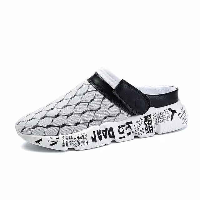 Comfort Men Shoes Casual Big Size Men's Home Slippers Fashion Mesh Soft Summer Sandals Crock Fishing Quick-drying Man Slipper B1 Gray 7927