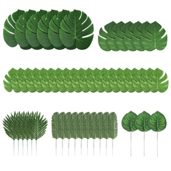 

90Pcs/Set Artificial Tropical Palm Leaves for Hawaiian Luau Theme Party Decorations Home Garden Decoration