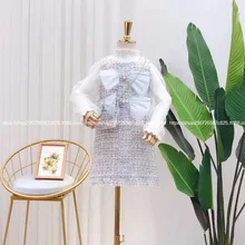 Платье для девочек; Новинка года; сезон осень-зима; детская юбка принцессы в западном стиле; детское шерстяное платье-майка с бабочкой