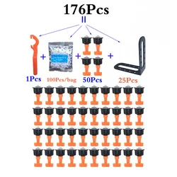 Nivelador sistema de azulejo 50 peças, + 25 peças de nivelamento de ângulo masculino, cunha, localizador de parede, espaçadores, alicate para deixar costuras, ferramentas de construção
