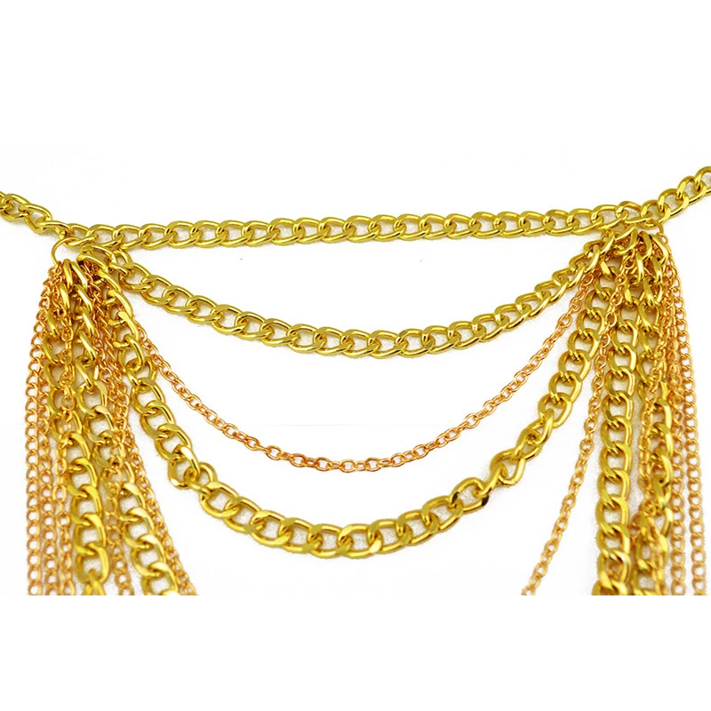 Cool Girls Multi Chain Golden Necklace Arm Shoulder Body Chain Jewelry