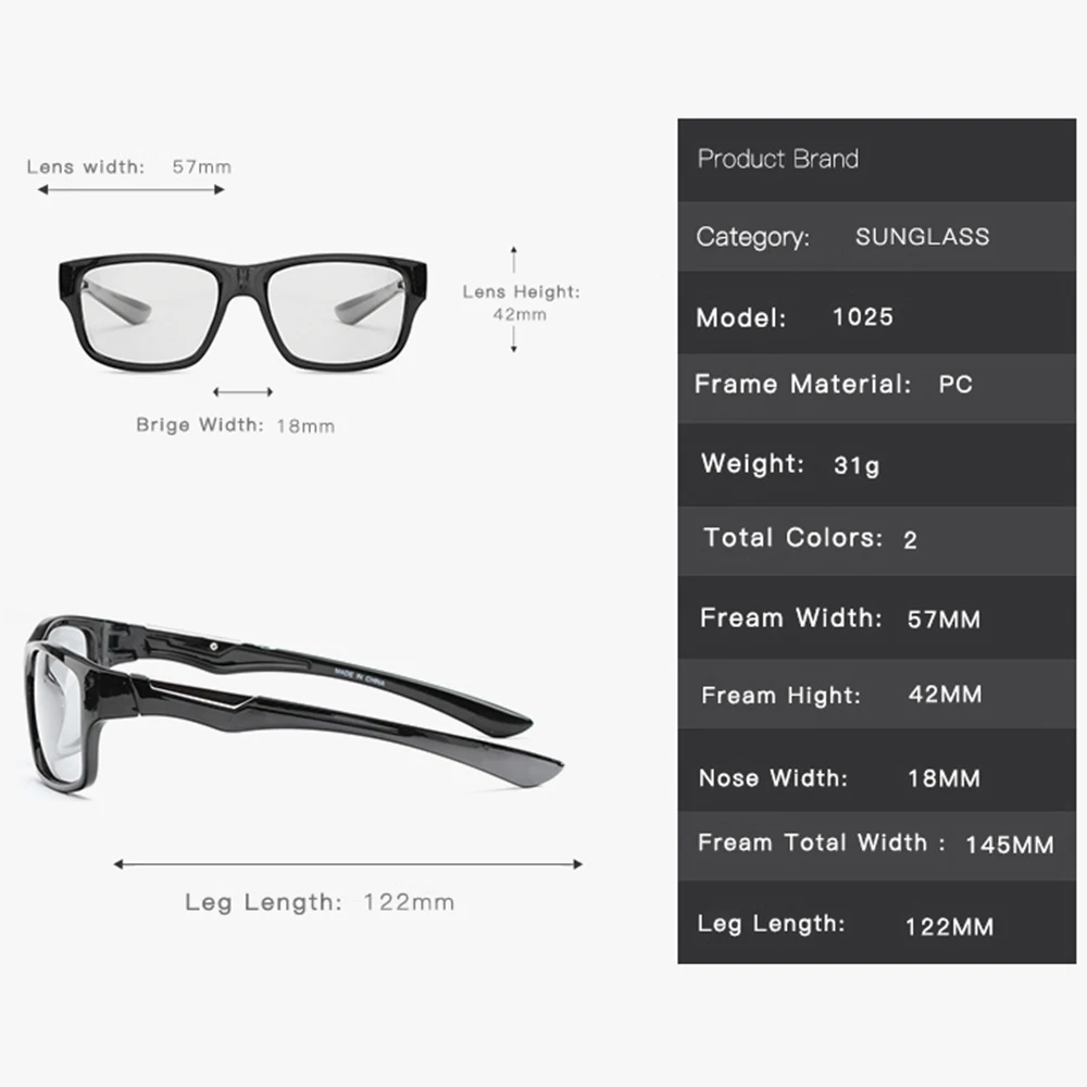 Cycling Photochromic Polarized Sunglasses Men Women Chameleon Discoloration Sun Glasses Night Vision Driving Bike Goggles