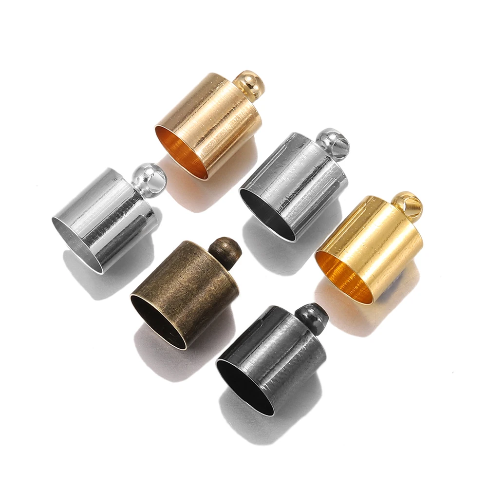 

50pcs/lot 3 4 5 6 7 8 9 10mm Tassel Leather Cord End Crimp Caps End Tip Cap Connector Beads Caps For DIY Jewelry Making Supplies