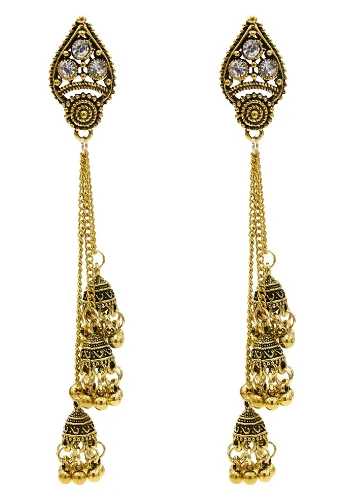 Этнические индийские Jhumka Jhumki винтажные Серебряные Колокольчики массивные цветочные длинные висячие мексиканские цыганские серьги окисленные ювелирные изделия в стиле бохо - Окраска металла: 5380 G