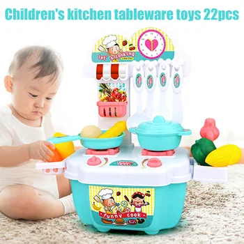 

22 PCS Play Kitchen Kit for Kids Pretend Cooking Set Roleplay Toddler Playhouse Game YJS99