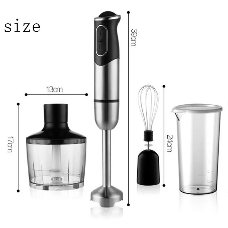 4-in-1 Stainless Steel 750-1500W Immersion Hand Stick Blender Mixer Vegetable Meat Grinder 500mlChopper Whisk 800ml Smoothie Cup | Бытовая