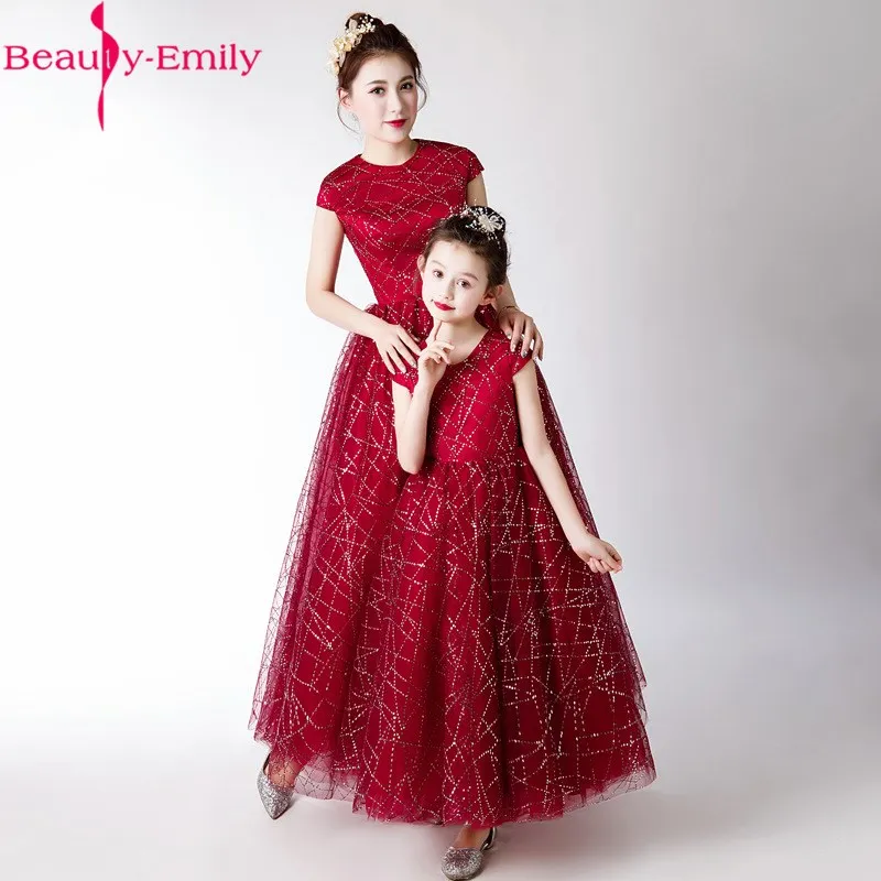 burgundy flower girl dresses with sleeves