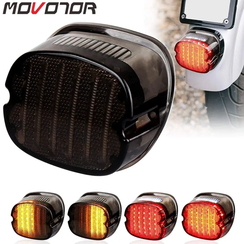 PACASK Brake Turn Signal Lights Smoked Harley Davidson Taillights LED for 91-10 Harley Sportster Softail Dyna Lay Down 