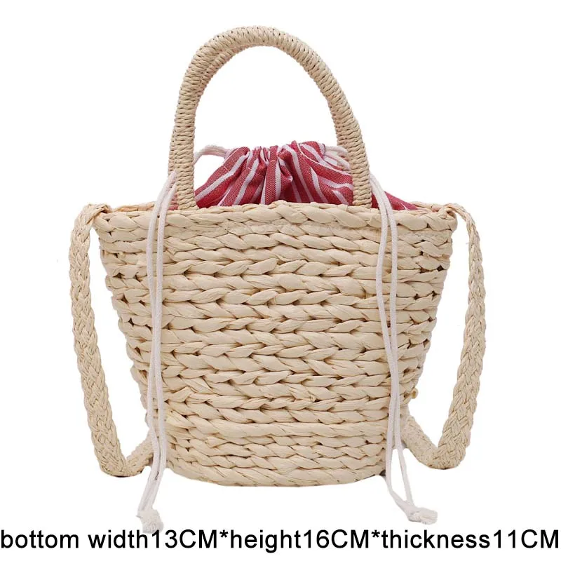 xiaobao beige 13X16 Новая соломенная сумка Женская Ручная полая сумка в форме Луны из ротанга Большая вместительная сумка на шнурке Повседневная дорожная пляжная сумка - Цвет: xiaobao beige 13X16