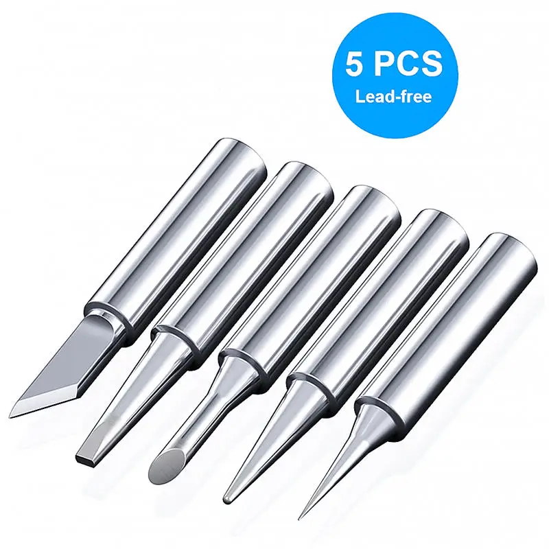 

5pcs/set 900M-T Metal Soldering Iron Tips for Soldering Iron Parts Solder Screwdriver Weller 42mm Replacement Heads Solderingtip
