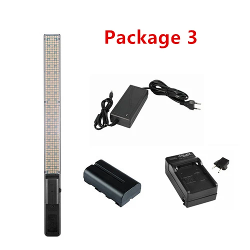 Package 3 YONGNUO YN360 ручной светодиодный светильник для видеосъемки светильник 3200k 5500k RGB красочный+ дополнительный адаптер+ комплект батарей - Цвет: Package 3