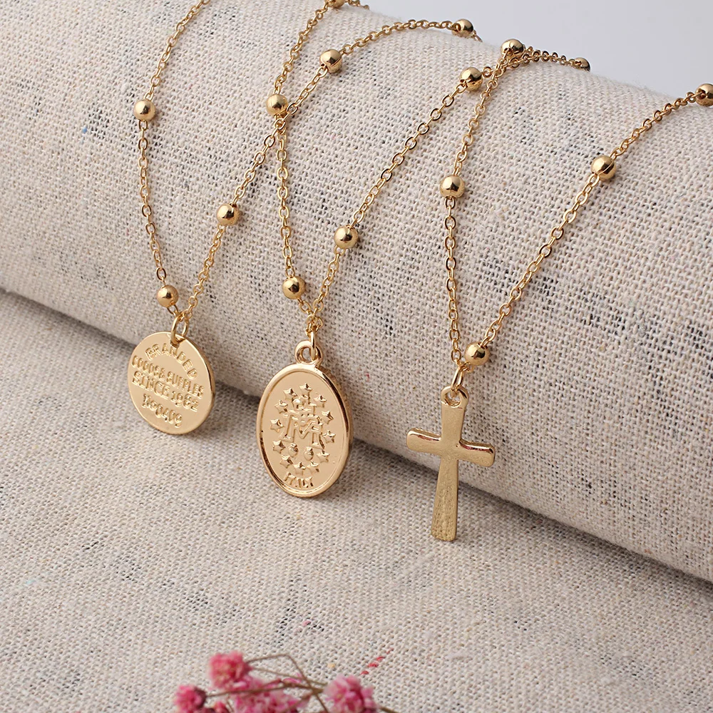 FINE4U N269 многослойный Крест Девы Марии кулон ожерелье s Нержавеющая сталь бусины ожерелье распятие четки ювелирные изделия