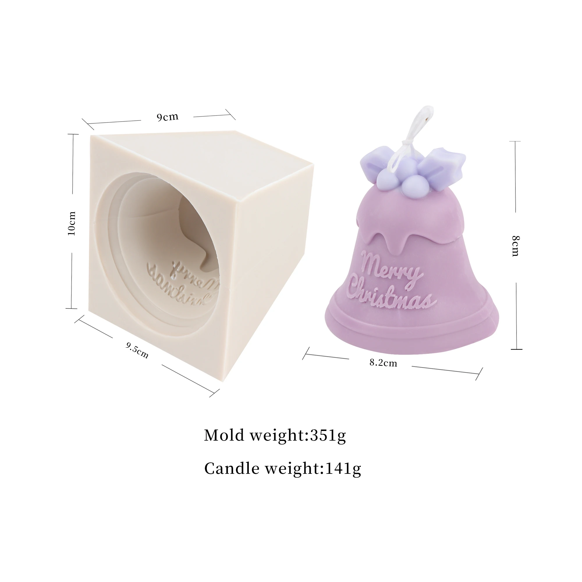 New Design Sphere Ball Shape Silicone Candle Mold Xmas Bell