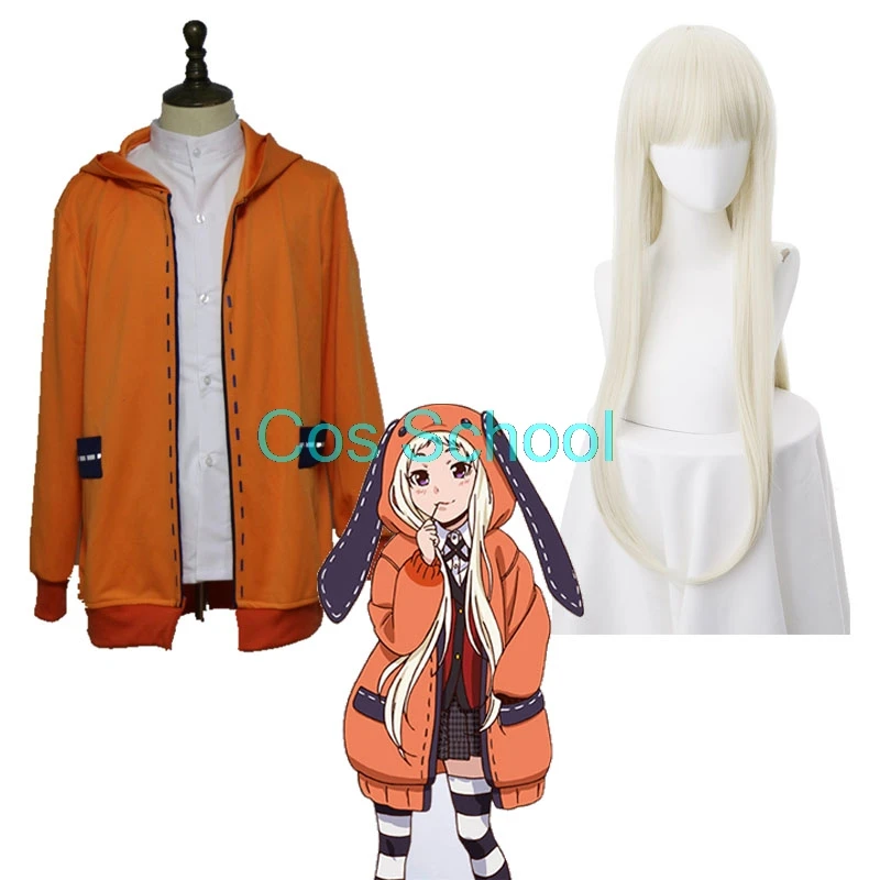Cos School Kakegurui компульсивный игрок Yomoduki Руна толстовки костюмы Косплей парики и
