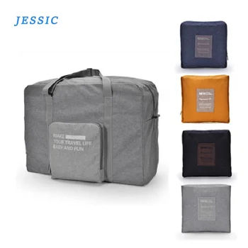 

JESSIC Women Folding Unisex Luggage Travel Handbags WaterProof Large Capacity Oxford Packable Duffel Bag