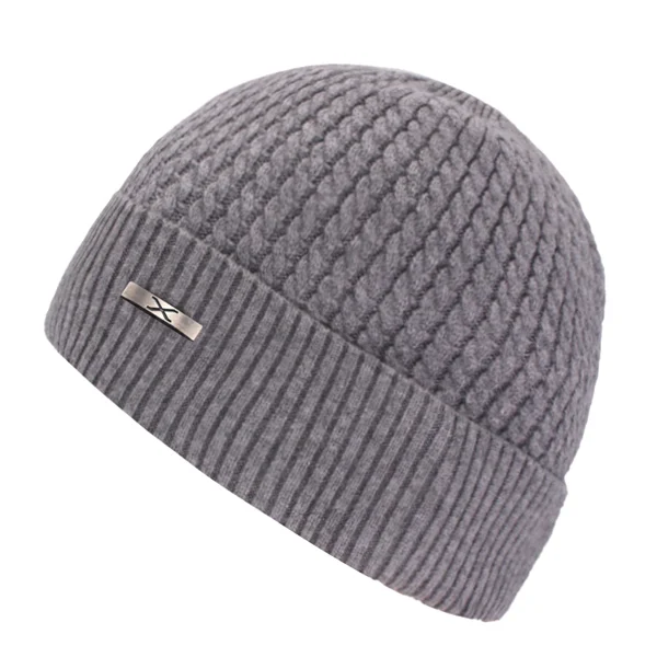 Модная зимняя в стиле бини женская меховая женская шапка мужские зимние шапки для мужчин Вязаная Лыжная Шапка бренд Beany мужская шапка - Цвет: gray