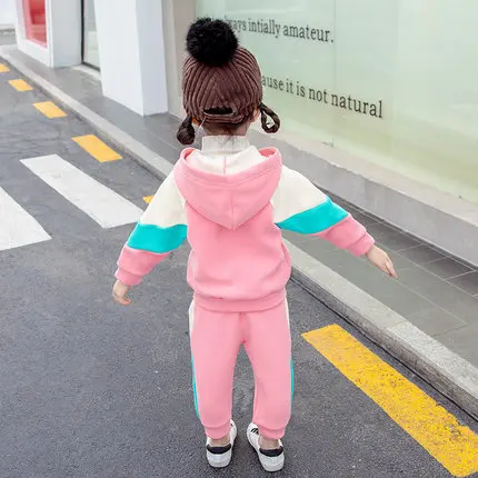 Baby Girls Cute Clothing Set Spring Fall New Children's Fashion Spliced Clothes Little Kids Color Blocking Sports Tracksuit P285