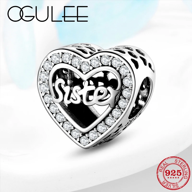 

Hollow Heart 925 Sterling Silver Clear Zircon Crystal Beads Women fit Original Pandora Charm Bracelet friendship Jewelry making