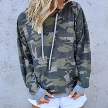 Vertvie Камуфляжный свитер женский длинный рукав с капюшоном топы пуловер свитер сшивание повседневные рубашки спортивная одежда пэчворк Новинка