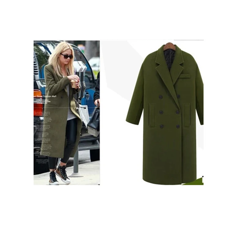 

2019 Winter Women Coat Large Sizes New Slim Double-row Buckle Extra Long And Thickened Woolen Coat long Woolen Coat Coat Female