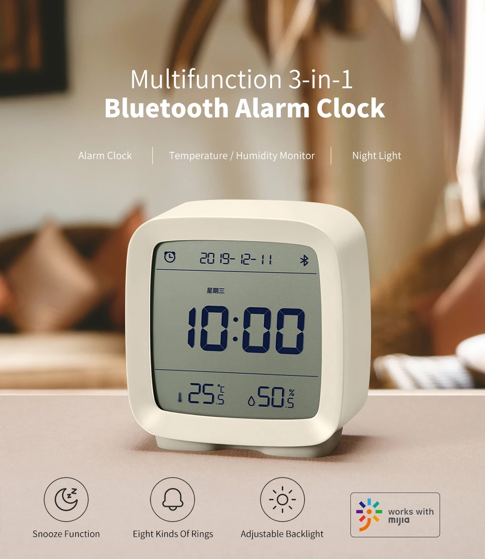 Multifunktional Bluetooth Alarm Clock Temperature Humidity Monitoring Light APP 