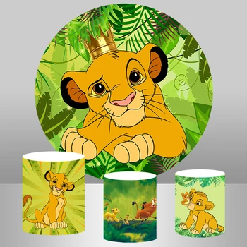 

InMemory Lion King Round Backdrop Green Jungle Birthday Party Photographic Background Photo Booth Props Vinyl Banner Photozone