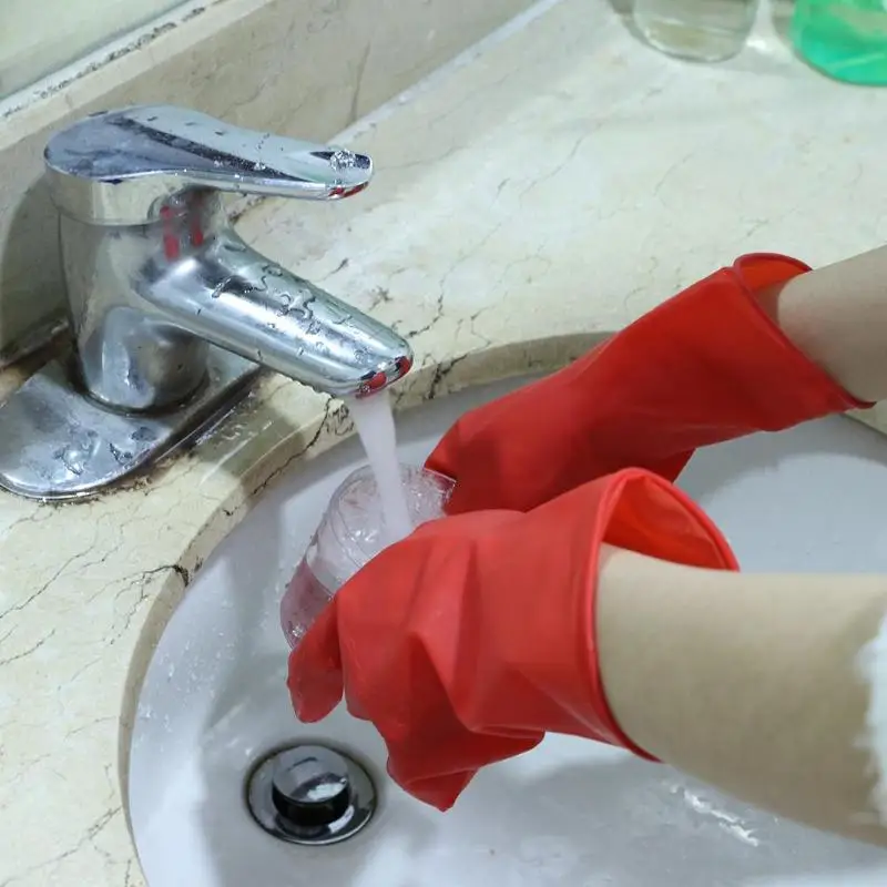 Перчатки хозяйственные 1 пара перчатки из натурального латекса водонепроницаемые женские садовые бытовые кухонные моющие резиновые износостойкие рабочие перчатки перчатки одноразовые