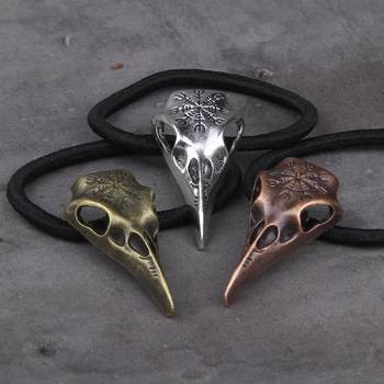 

Norse Vikings Accessories Crystal Raven Head Black Elastic Hair Rubber Bands Viking Hair Rope Women Fashion Head Jewelry