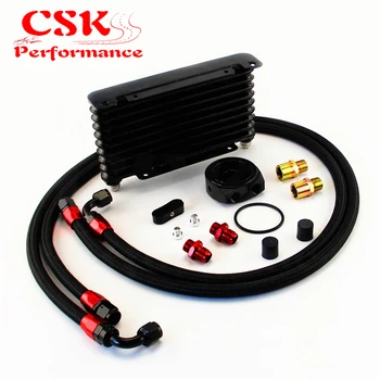 

Universal 10 Row AN8 Oil Cooler 260x133x32mm + Filter Adapter Hose End Kit Black