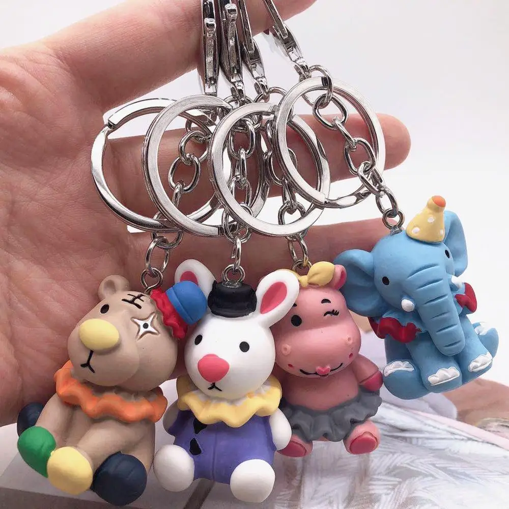 

farm keychain animals zoo Compatible with Duplos cat pig dog rabbit monkey hippo sheep children Toys gift key chains 2020