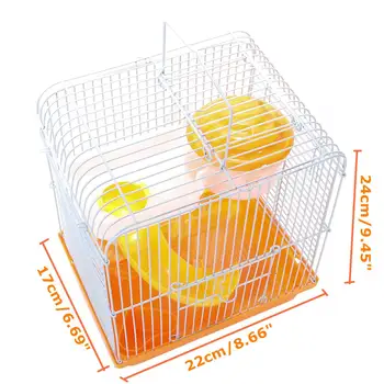

New Portable Bowl Running Wheel Hamster Gerbil Slide Pet Supplies Cage Feeding Water Bottle Small Pet Cage Carry Handle Random C