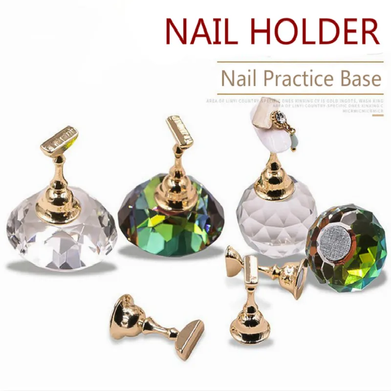

1Pc Magnetic Nail Holder Practice Training Display Stand Acrylic Crystal Holders Alloy False Nail Tip Salon DIY Manicure Tools