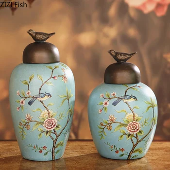 

American Ceramics Candy Jars with Cover Tea Caddy Storage Jar Sugar Bowl Antique Jewelry Container Organizer Rustic Home Decor