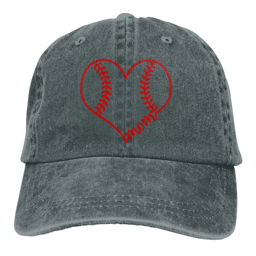 Бейсбол мама Бейсбол сердце Casquette черный унисекс Мужские Женские джинсовые бейсболка с ремешком кепки Регулируемый Гольф папа шляпа