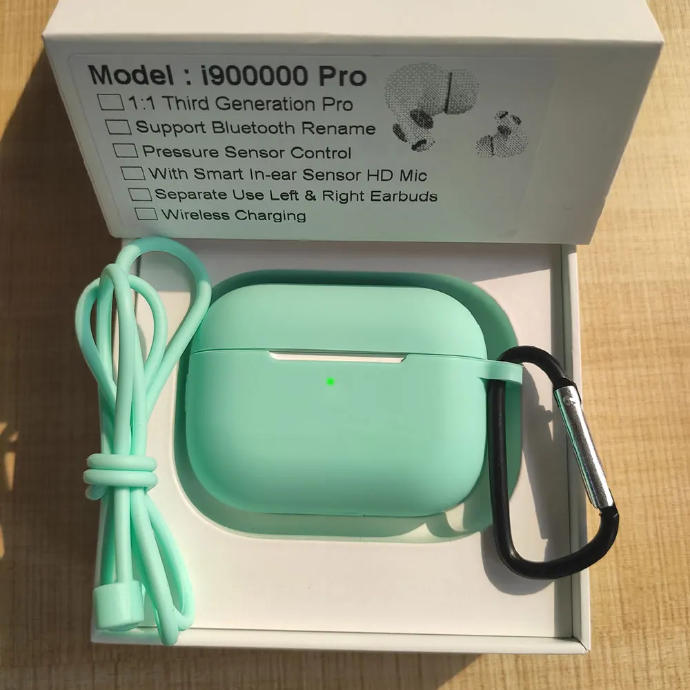 Green case I900000 Pro 1:1 Air 3 TWS Bluetooth наушники датчик давления беспроводные наушники Pk H1 чип i500 i5000 i9000 i50000 tws - Цвет: Green case