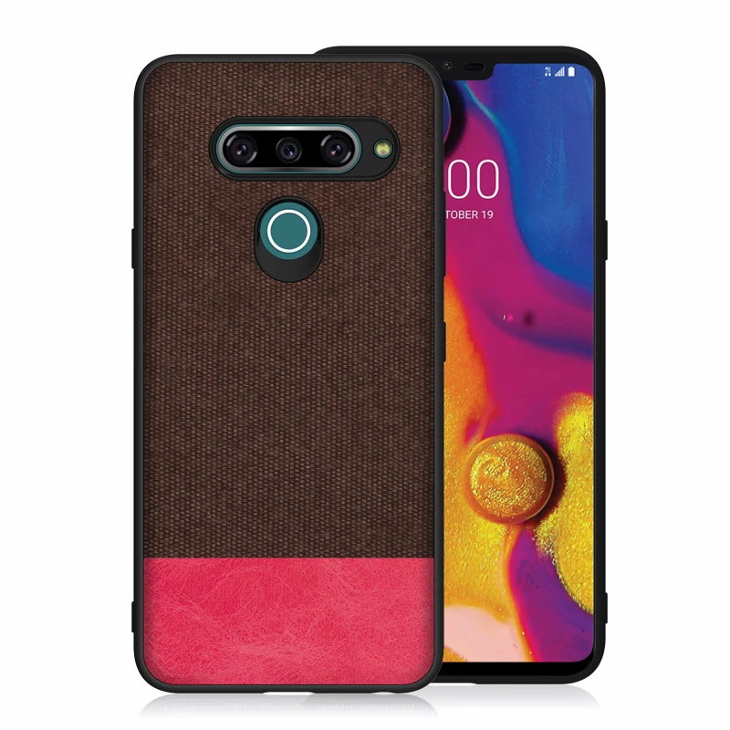 Brown - Red Aveuri роскошный тканевый чехол для телефона LG G8S G8 ThinQ Stylo 5 Coque Бизнес ПУ; кожа; силикон задняя крышка для LG V40 K40 чехол - Цвет: Brown - Red