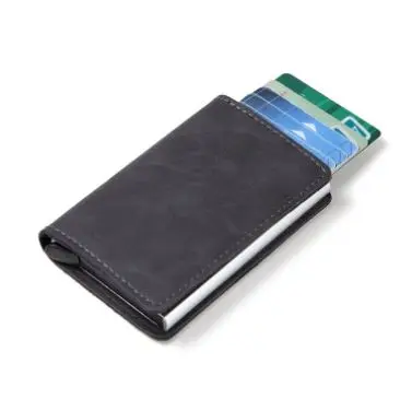 dark gray 2 Новинка, женские и мужские бизнес держатели для кредитных карт, RFID Блокировка, противоугонные, из искусственной кожи, женские мини-кошельки, алюминиевый держатель для ID наличных карт - Цвет: dark gray 2