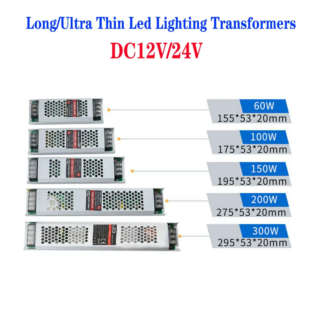 alimentação longa ultra fino led iluminação transformadores